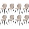 GrandCA HOME Set di 8 Sedie da Pranzo, Sedie da Pranzo Imbottite, Sedie da Cucina Nordiche con Gambe in Metallo, Cuscini in Tessuto a Rombi, Beige-R