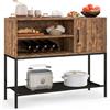 COSTWAY Credenza Buffet da Cucina, Mobile da Cucina con Portabottiglie e Mensole, per Sala da Pranzo, Soggiorno e Ingresso, 100 x 35 x 83 cm (Marrone)