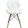 milani home - Set Di 4 Sedie Da Cucina Moderna Di Design In Ecopelle Di Design Similpelle Stile Moderno Gambe In Legno Per Sala Da Pranzo, Cm 41x49x71 H - Bianco