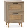 HOMN LIVING Comodino Dalia 2 Cassetti Colore Rovere, guide in metallo, 40 cm (larghezza) 34 cm (profondità) 57 cm (altezza)