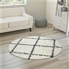 Paco Home Morbido tappeto a pelo lungo Shaggy per soggiorno in stile scandinavo con motivo a rombi, Dimensione:Ø 160 cm tondo, Colore:Crema