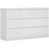 3E 3xE living.com Cassettiera con 6 cassetti 140 cm, colore bianco/Bianco lucido, D: 140 x 38 x 78 cm