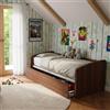 MOBILFINO CAMERETTE Divano Letto Singolo con Secondo Letto Estraibile - Design Funzionale - Noce Canaletto