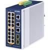 PLANET IP30 Industrial L2/L4 16-Porte gestite L2/L4 Gigabit Ethernet (10/100/1000) Power over Ethernet (PoE) Alluminio -
