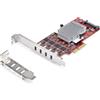 STARTECH COMPONENTS StarTech.com P10Q4C-USB-CARD, PCIe, USB Type-C, PCI 3.0, rosso, ASMedia - ASM3142 x4, ASMedia - ASM1543 x4, ASMedia - ASM2812X, 10 Gbit/s