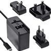 InLine® TravelCharge USB-C alimentatore, 140W, GaN, cavo fisso, UE/UK/US, nero