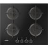 Indesit ING61T/BK1 - Piano cottura 4 fuochi gas, 60x51 cm, vetro, nero