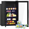 Merax Frigorifero Mini 76L, Freestanding Refrigeratore per bevande con frigorifero da 70L + congelatore da 6L, con illuminazione interna a LED e ripiani regolabili, super silenzioso per ristorante bar