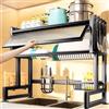 BEBANE Asciugatura piatti, stoccaggio piatti, stoccaggio sul bancone, Portalavello da cucina, mobiletto per lavello, scolapiatti, scolapiatti salvaspazio(Black,55cm/21.7in)