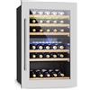KLARSTEIN Vinsider 35D - frigorifero per vini e bevande, 128 litri, 41 bottiglie, 6 ripiani in legno, frigorifero da incasso, porta in acciaio inox, illuminazione interna LED, nero-argento