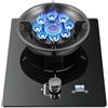 KKJPL Fornello A Gas In Vetro Temperato Nero, 5,2 KW, 9 Cavità, Fuoco Grande, Coperchio Ribaltabile, Adatto For Cucine Domestiche Con Protezione Antispegnimento(NG)