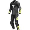 DAINESE Misano 3 D-Air Airbag tuta in pelle da moto traforata in 1 pezzo, nero/grigio/giallo, 52