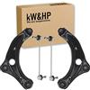 kW&HP KIT 4PZ BRACCI BRACCETTI OSCILLANTI ANTERIORI + BIELLETTE BARRA STABILIZZATRICE ANT. DX/SX PER NISSAN MICRA V (K14)