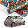 Generico Pellicola Colorful Graffiti Pellicola Car Wrapping Adesiva Rivestimento Auto - 150x100 cm