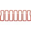 YSQOJF Double Slats Grill Per Jeep Per Wrangler JL 2024 Griglia Anello Copertura Decorativa Maglia Del Paraurti Accessori Auto Esterni Adesivo 7 PZ Griglia Radiatore(Rosso)