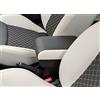 Drive Design Bracciolo portaoggetti compatibile per 500 REGOLABILE in lunghezza in eco pelle nero con laterali avorio e cuciture nere. Per 500 (2007-2025)