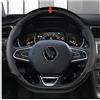yantutu Auto Coprivolante Coprivolanti per Auto 38cm Pelle per Renault per Captur per Kadjar per Kaptur per Koleos per Scenic per Espace Volante Protezione (Colore : Black D Shape)