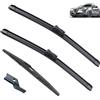 Autozonea Spazzole tergicristallo per parabrezza auto compatibili con Alfa Romeo Giulietta lunotto anteriore 2010 2011 2012 2013 2014 2015 2016 2017(Color:Front Rear 3pcs)