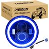 RIGIDON 1x 7 Pollici 50W Fari Led, 5000 LM Faro a Led Bianco + Blu 4 Modalità Di Illuminazione, Rotonde Luci Fuoristrada Hi/Lo Fascio DRL Anteriore Faro Lampada per Wrangler JK TJ LJ CJ Hummer