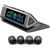 YancioGZ Sistema di monitoraggio del sensore di Pressione dei Pneumatici con Targa con Display LCD Rilevatore di monitoraggio della Pressione TPMS Universale per Auto con valvola Esterna (Argento)