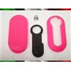 Car Passion TOPBEST Cover Chiave Guscio + Tasti Tastini in Gomma + Gancio Portachiavi Compatibile con Fiat 500 Grande Punto Evo Bravo Panda 500l Lancia Y Ypsilon Musa Delta Scocca Rosa