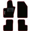 QUEMAR Tappetini Auto compatibili con 500X / Kit Tappeti in Moquette e Gomma su Misura (Set 2 Anteriori + 2 Posteriori)/ Ricami e Colori Personalizzati (Bordo Rosso, 1 Ricamo)