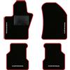 QUEMAR Tappetini Auto compatibili con Compass dal 2017 anche Plug-in Hybrid/Kit Tappeti Moquette e Gomma su Misura (Set 2 Anter.+ 2 Poster.)/Ricami e Colori Personalizzati (4 Ricami, Bordo Rosso)
