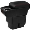 YJYWZH Compatible with Ford Fiesta MK7 Braccioli 2009-2017 Bracciolo Auto Console Centrale Scatola Portaoggetti Cuoio Nero Supporto del Braccio con Porta USB