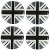 Generic 4 coperchi centrali per cerchioni in stile Union Jack, 52 mm, emblema a scacchi, adesivi compatibili con Mini Cooper JCW One PJ07 (verricello grigio, stile adesivo epossidico)