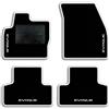 QUEMAR Tappetini Auto compatibili con Range Rover Evoque I 2011-2019/ Kit Tappeti Moquette e Gomma su Misura (Set 2 Anteriori +2 Posteriori)/ Ricami e Colori Personalizzati (Bordo Bianco, 4 Ricami)