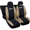 Lupex Shop Copri-sedili Auto Compatibili Seicento 600 | Set Coprisedili Anteriori e Posteriori | Logo Ricamato | Airbag Compatibile | Accessori Auto Interno (Nero/Beige)