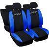 Auto Accessori Lupex | Set 12 pezzi Coprisedili Auto Compatibili con Qashqai I e II (2006-2021), Colore Nero Blu Royal, Made In Italy, in Policotone, Protezione Sedili Anteriori e Posteriori
