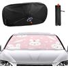 Hiseng Parasole Auto, Ombrello Parasole Auto con Molla Pieghevole, Parasole Auto Parabrezza Interno Contro i Raggi UV, Rosa Universale Tendine Parasole Auto (Coniglio)