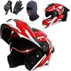 GAORUTO Casco Integrale Da Moto Omologato ECE 22.06, Casco Modulare Da Moto Con Doppia Visiera Per Adulti, Uomo E Donna (K, 55-61CM)