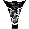 BIKE-label Adesivo per serbatoio 3D per moto, motivo teschio, fiamme, colore bianco - grigio, X503603