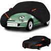 generico Telo copriauto esterni Compatibile con Fiat 500 Abarth 595,antivento,antipioggia,antineve,antisole impermeabile,protezione per tutte le stagioni (black orange)