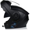 SDPPTY Bluetooth Casco Modulare per Moto con Doppia Visiera Antiriflesso,per Moto Integrale con Radio FM Integrata Bluetooth Caschi Integrati Bluetooth con Approvazione ECE, 55-62CM