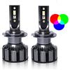 SCOZIA Lampadine per fari LED RGB, conversione fari Bluetooth RGB + LED abilitata per app, kit di conversione fari IP68 impermeabile, installazione rapida, confezione da 2, H4