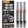 Aramox Pennarello per Riparazione Graffi Auto, Pennarello Impermeabile e Durevole con Elevata Lucentezza, Set di 3 Penne Dorate o Argentate per Modellini, Automobili, Colorazione (Silver)