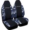 Rebeca Shop® Coprisedili Auto Compatibili per Smart | Made in Italy | Set Copri-sedile Anteriori Coppia (w453 - Terza Serie, Nero/Mimetico Blu)