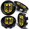 Biomar Labs Set Coprimozzo 68 mm 4 Pezzi Tappi Centrali Universali per Cerchi in Lega Coprimozzi Auto in Plastica Resistente Styling Esterno Tuning (Aquila In Nero-Giallo CB 67)