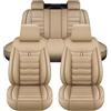 MYMOMS Set coprisedili per auto per Chery Jaecoo J7 2023 2024, accessori interni antigraffio con protezione completamente circondata in pelle PU,Beige