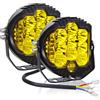 PICAA 2 Pezzi 5 Pollici 50W Rotondo Faro da Lavoro Led Fuoristrada, Giallo 3000K 12V 24V Barra Led Impermeabile per Auto Camion 4x4 Trattore SUV ATV Moto