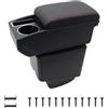 KAERGK Braccioli auto per Renault Captur 2018-2022 Console centrali per auto Doppio spazio con portabevande Facile da montare, comoda e resistente pelle nera (linea rossa)