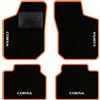 QUEMAR Tappetini Auto per Opel Corsa B, Bordo Arancio, 4 Ricami | 1993-2000 / Kit Tappeti Moquette e Gomma su Misura / Set 2 Anteriori + 2 Posteriori / Ricami e Colori Personalizzati