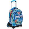 Seven SJ Gang Trolley Scuola Jack 3 Ruote, Blu, RealBasket, 3 in 1, Triplo Uso, Zaino Con Carrello Sganciabile, Tasca Porta Borraccia e Crossover System, Scuola Elementare, Bambino