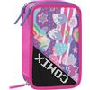 COMIX ULTRA BRIGHT - Astuccio 3 Scomparti Bambino e Bambina con Set Cancelleria Incluso con Penna Cancellabile Blu e Rossa e Molto Altro, Pratica Chiusura a Zip, 20 x 13h x 7 cm