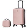 CELIMS - Set Valigie | Valigia Picolla + Beauty Case da Viaggio | Valigia 10 kg | Trolley Piccolo | Approvato EasyJet, Ideale per Bambini e Adulti - Oro Rosa