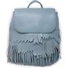 Emila Zainetto con frange donna zaino ragazza vintage di ecopelle moda borsa da passeggio per uscire tempo libero casual semplice scuola Università viaggio gita primavera estate 2026 Azzurro