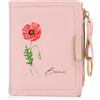 Jeweidea Portafoglio Personalizzato per Donna con Foto Incisa e Nomi Piccolo Portafoglio Bifold con Tasca Portamonete con Cerniera per Mamma, Fidanzata, Regali di Natale Personalizzati (A-Rosa)